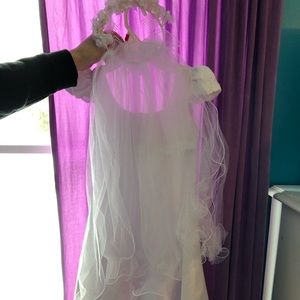 My first communion dress & head piece.